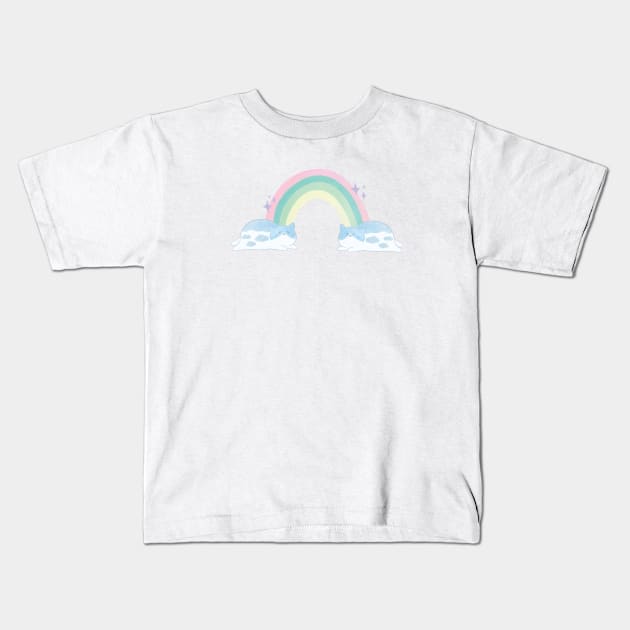 Pastel Cloud Rainbow Cats Kids T-Shirt by awesomesaucebysandy